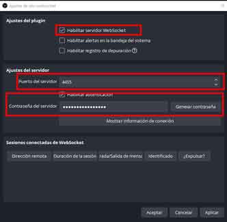 configuracion obs web socket con nuestro stream deck