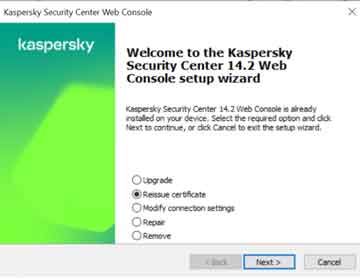 kaspersky emitir certificado web console