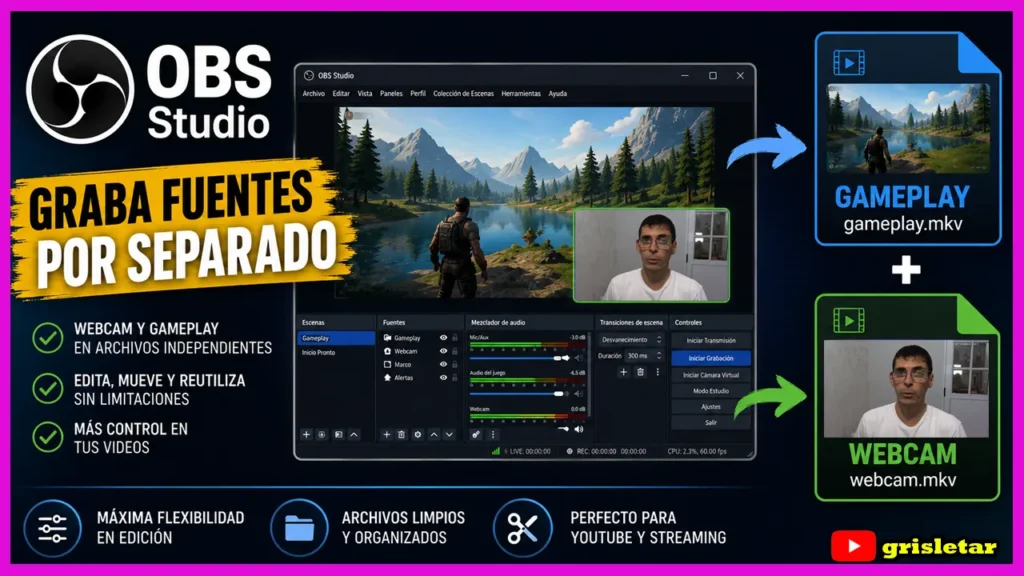 Grabar webcam por separado en OBS con Source Record
